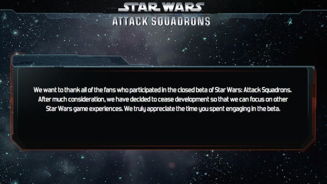 Annulation de Star Wars : Attack Squadrons